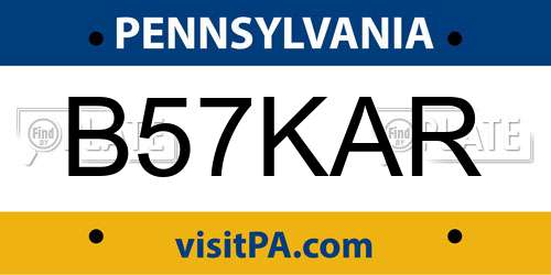 B57KAR Pennsylvania License Plate