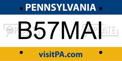 B57MAI Pennsylvania License Plate