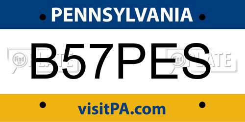 B57PES Pennsylvania License Plate