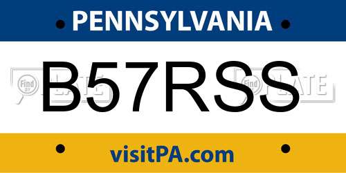 B57RSS Pennsylvania License Plate