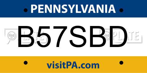 B57SBD Pennsylvania License Plate