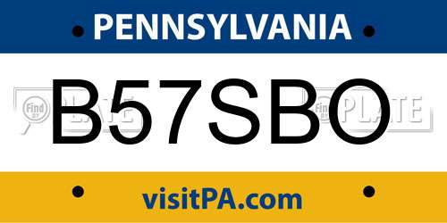 B57SBO Pennsylvania License Plate