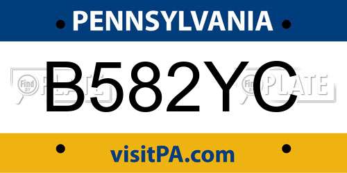 B582YC Pennsylvania License Plate