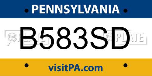 B583SD Pennsylvania License Plate