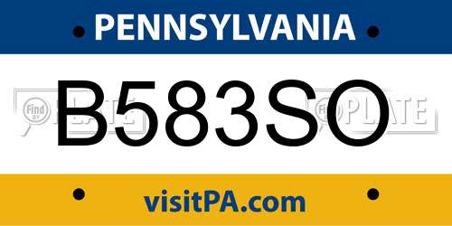 B583SO Pennsylvania License Plate