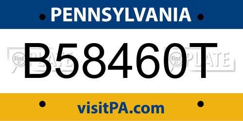 B58460T Pennsylvania License Plate