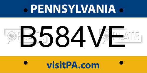 B584VE Pennsylvania License Plate