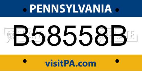 B58558B Pennsylvania License Plate