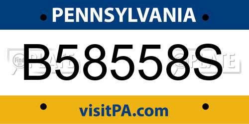 B58558S Pennsylvania License Plate