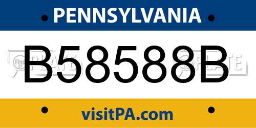 B58588B Pennsylvania License Plate