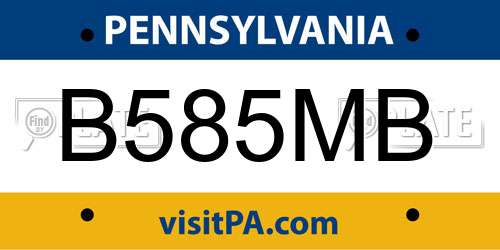 B585MB Pennsylvania License Plate
