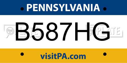 B587HG Pennsylvania License Plate