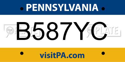 B587YC Pennsylvania License Plate
