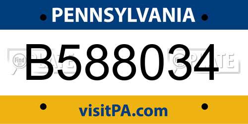 B588034 Pennsylvania License Plate