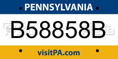 B58858B Pennsylvania License Plate