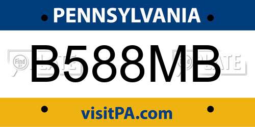 B588MB Pennsylvania License Plate