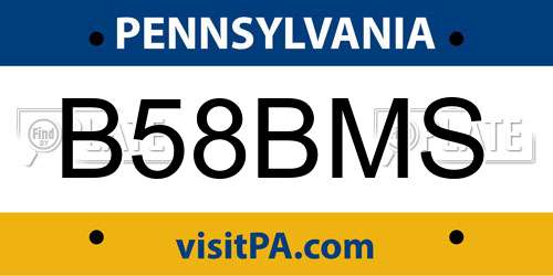 B58BMS Pennsylvania License Plate