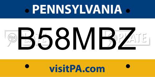 B58MBZ Pennsylvania License Plate
