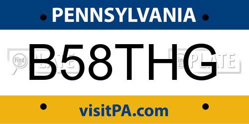 B58THG Pennsylvania License Plate