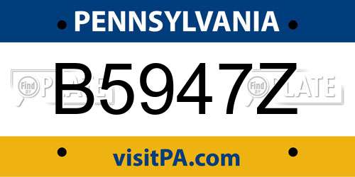 B5947Z Pennsylvania License Plate