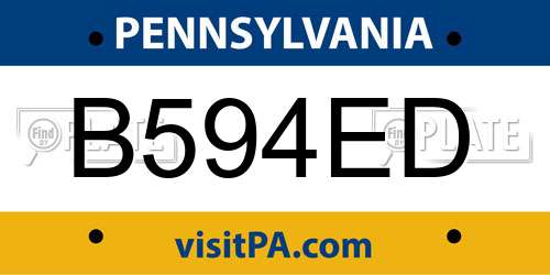 B594ED Pennsylvania License Plate