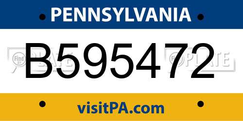 B595472 Pennsylvania License Plate