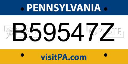 B59547Z Pennsylvania License Plate