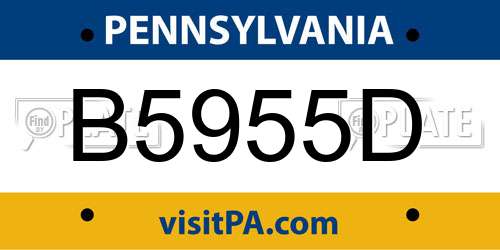 B5955D Pennsylvania License Plate