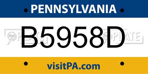 B5958D Pennsylvania License Plate