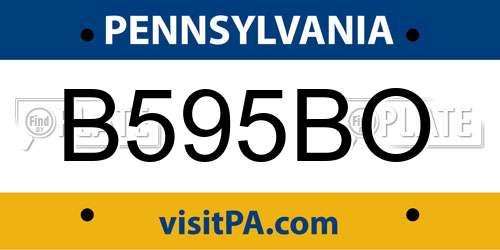 B595BO Pennsylvania License Plate