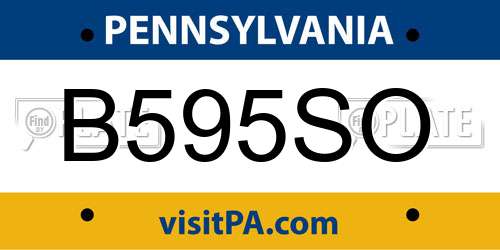 B595SO Pennsylvania License Plate