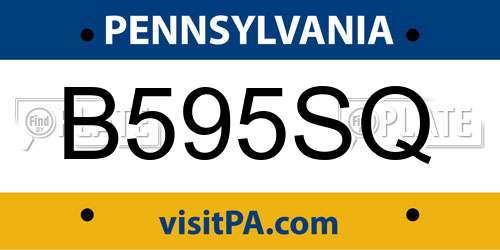 B595SQ Pennsylvania License Plate