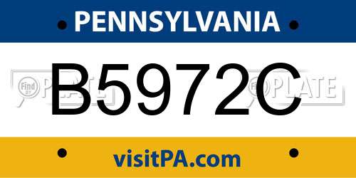 B5972C Pennsylvania License Plate