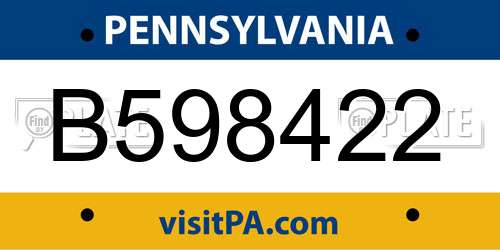 B598422 Pennsylvania License Plate