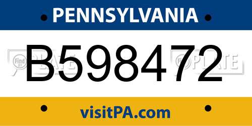 B598472 Pennsylvania License Plate