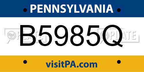 B5985Q Pennsylvania License Plate
