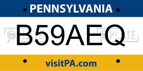 B59AEQ Pennsylvania License Plate