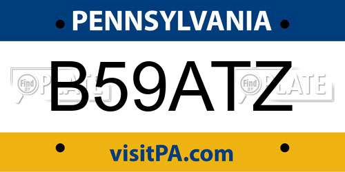 B59ATZ Pennsylvania License Plate