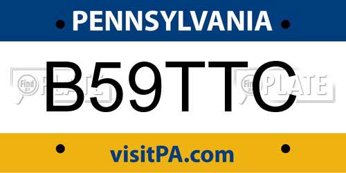 B59TTC Pennsylvania License Plate