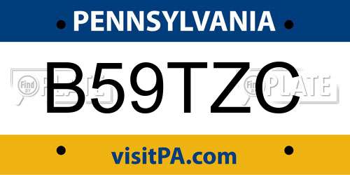 B59TZC Pennsylvania License Plate
