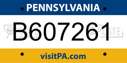 B607261 Pennsylvania License Plate