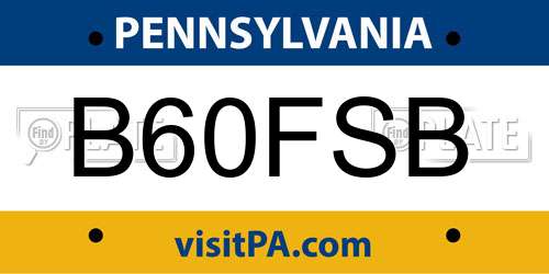 B60FSB Pennsylvania License Plate