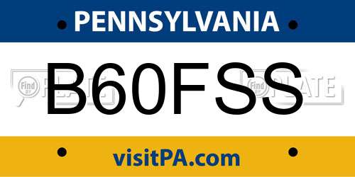 B60FSS Pennsylvania License Plate