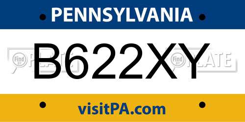 B622XY Pennsylvania License Plate