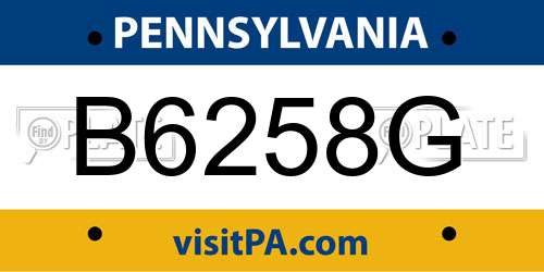 B6258G Pennsylvania License Plate