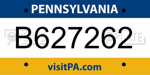 B627262 Pennsylvania License Plate