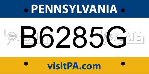 B6285G Pennsylvania License Plate