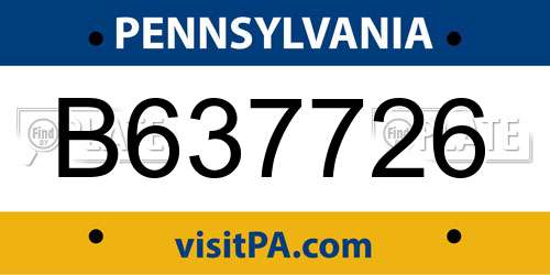 B637726 Pennsylvania License Plate