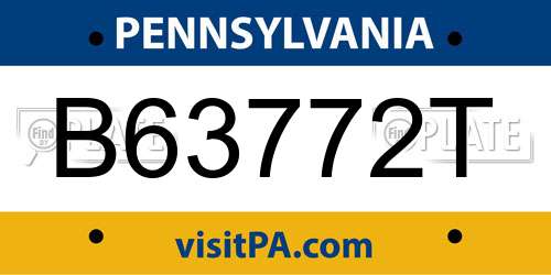 B63772T Pennsylvania License Plate