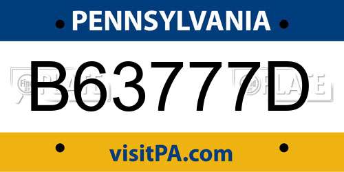 B63777D Pennsylvania License Plate